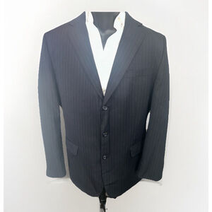 Merona 46R Black Chalk Striped Three Button Vented Jacket